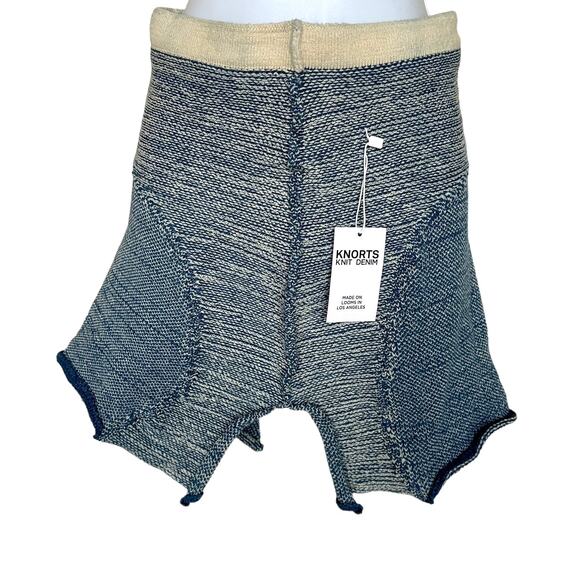Knorts Knit Denim Blue Mini Skirt MEDIUM Designer Hand Loom Rock n Roll $350 NEW - Picture 5 of 8